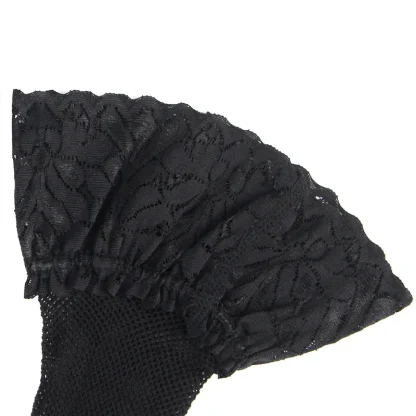 Black Lace Top Patchwork Stockings - Image 3
