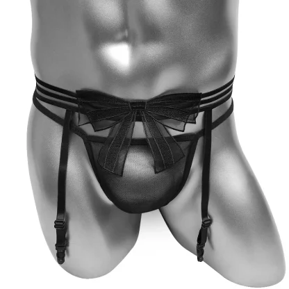 Bowknot See-Through Strap Garter Belt