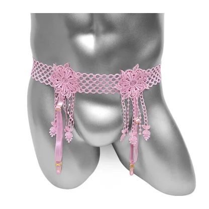 Fishnet Band Floral Waist Garter Belts - Image 2