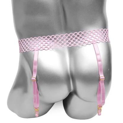 Fishnet Band Floral Waist Garter Belts - Image 3