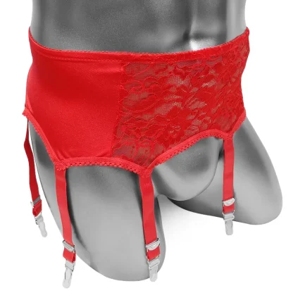High-Waist Floral Lace Garter Belts with 6 Claws - Image 3
