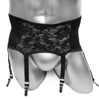 High-Waist Floral Lace Garter Belts with 6 Claws