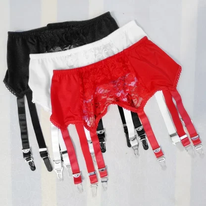 High-Waist Floral Lace Garter Belts with 6 Claws - Image 6