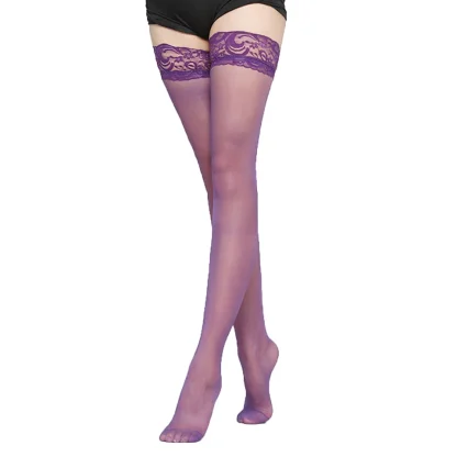 Lace Wide Top Mesh Stockings - Image 4