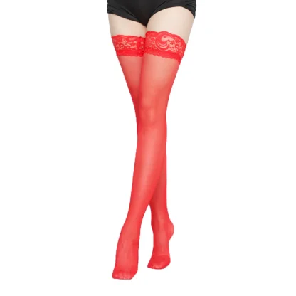 Lace Wide Top Mesh Stockings - Image 5