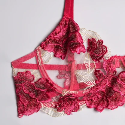 Embroidered Floral Garter Belts Set - Image 3