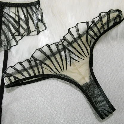 Fancy Sheer Bra with Garter Set - Image 7