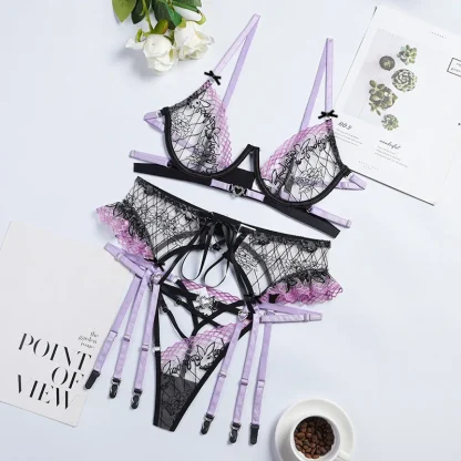 Bra Ruffle 3-Piece Garter Belts - Image 4