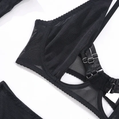 Strapped Lace Bra with Garter Belts Set - Image 5